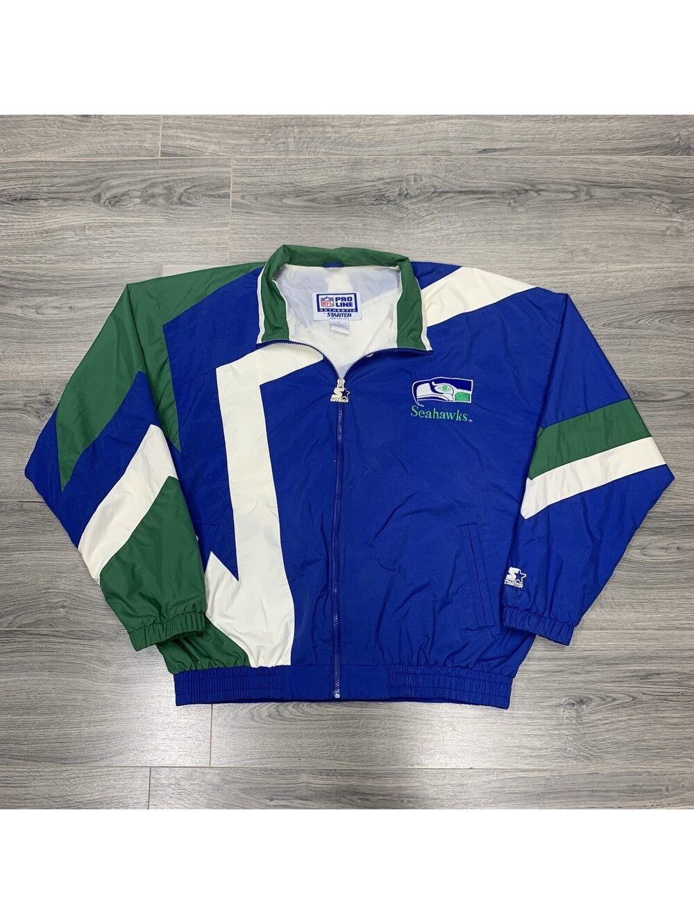 Vintage 1990S Starter Seattle Seahawks Jacket XL Rare Men’s Windbreaker Blue